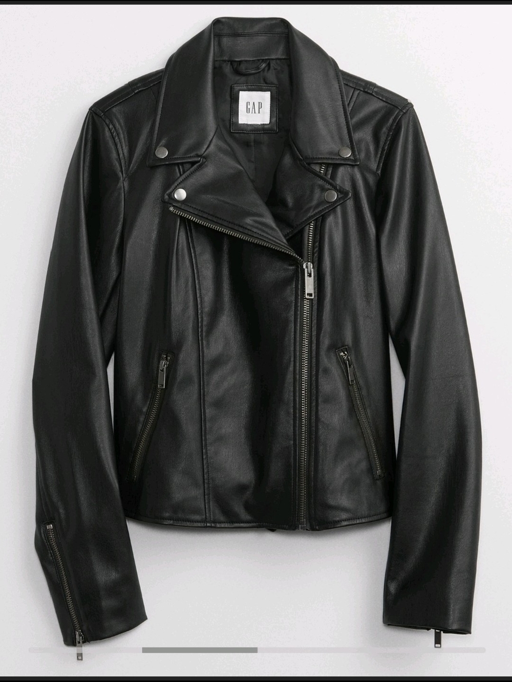 GAP Black Faux Leather Asymmetrical Moto Jacket